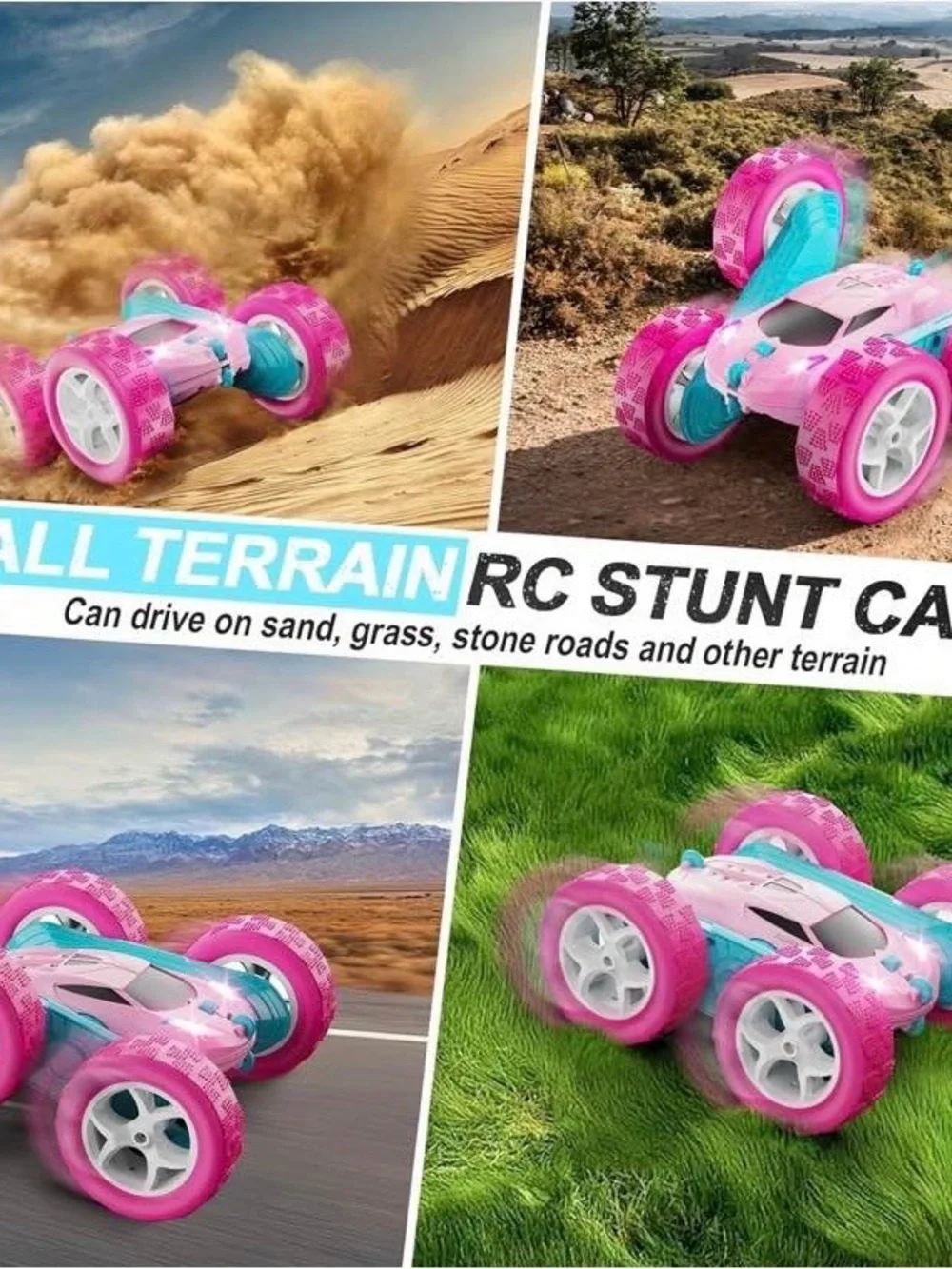NEW - RC Cars, Pink Remote Control Car for Girls, 2.4 GHZ Double Sided RC Stunt